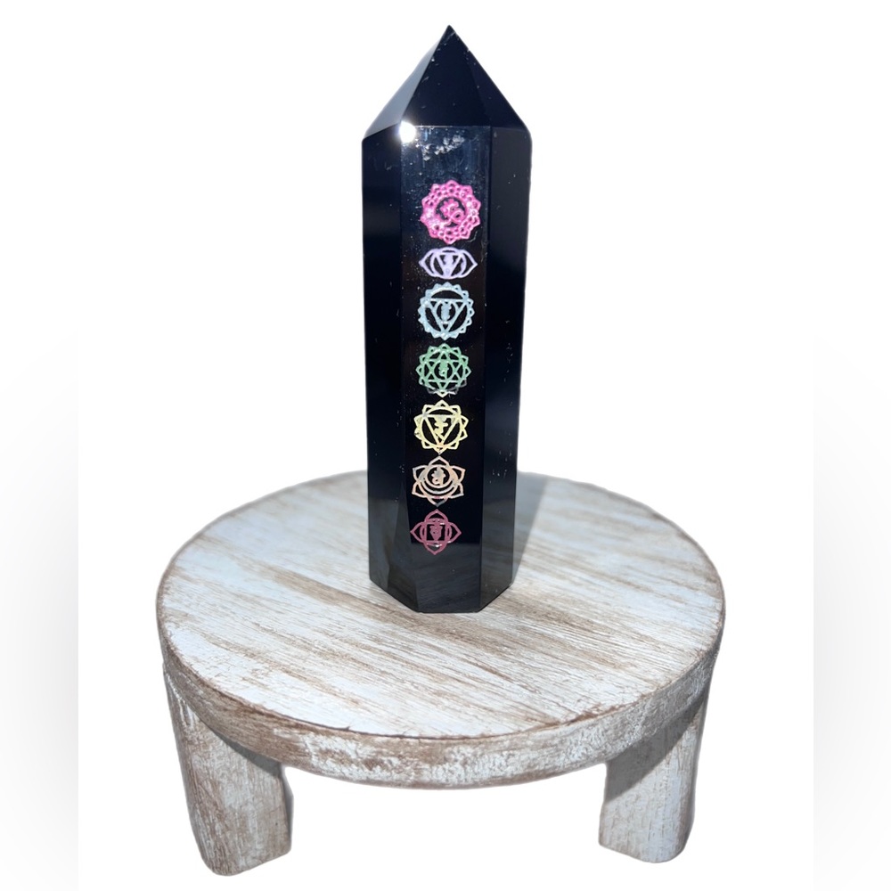 Black Obsidian Chakra Tower